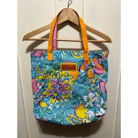 Lilly Pulitzer Estee Lauder tote bag floral Spring summer canvas bright colors - Picture 5 of 9